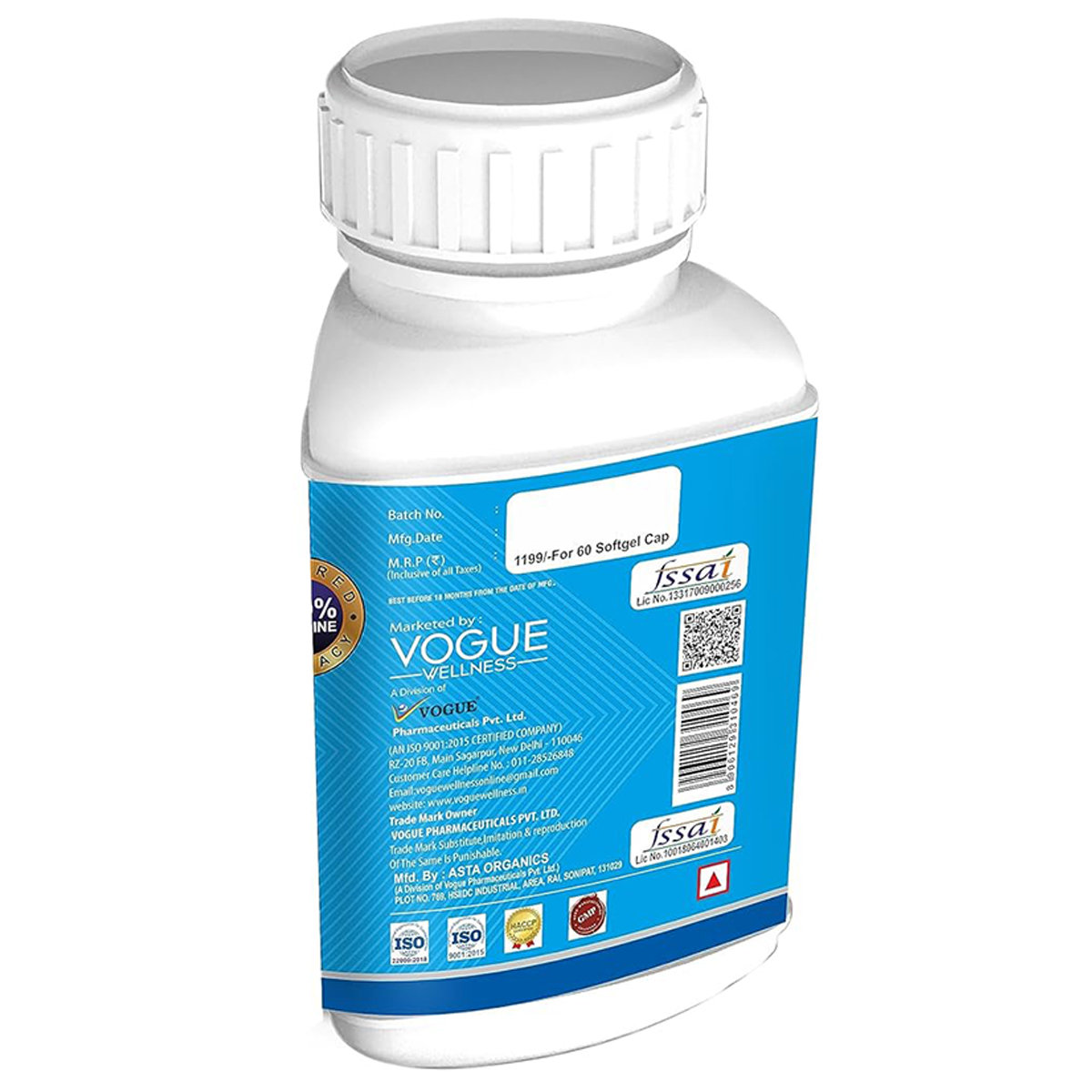 Vogue Wellness Calcium with Vitamin D3, 60 Softgel Capsules, Pack of 1 Vogue Wellness Calcium with Vitamin D3, 60 Softgel Capsules, Pack of 1