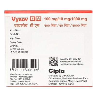 Vysov DM 100 mg/10 mg/1000 mg Tablet 10's, Pack of 10 TabletS