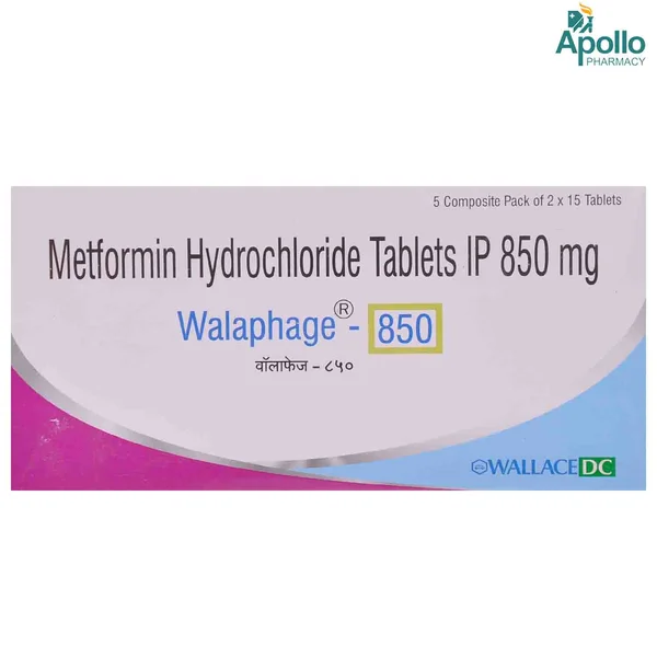 Walaphage 850 Tablet 15's, Pack of 15 TABLETS