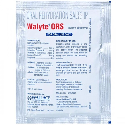 Walyte ORS Lemon Sachet 22 gm, Pack of 1