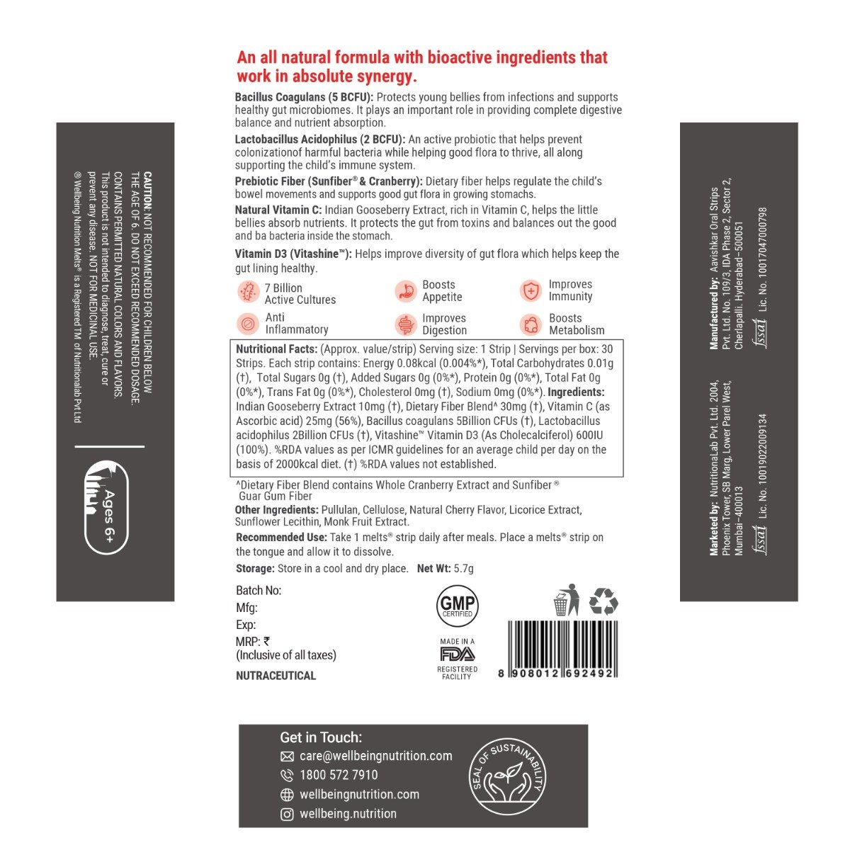 Wellbeing Nutrition Melts Into Active Marvel Probiotic, 30 Strips, Pack of 1 Wellbeing Nutrition Melts Into Active Marvel Probiotic, 30 Strips, Pack of 1