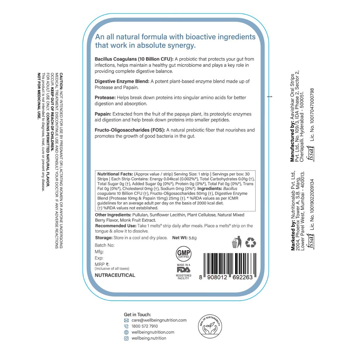 Wellbeing Nutrition Melts Healthy Gut Probiotics Mixed Berry Flavour, 30 Strips, Pack of 1 Wellbeing Nutrition Melts Healthy Gut Probiotics Mixed Berry Flavour, 30 Strips, Pack of 1