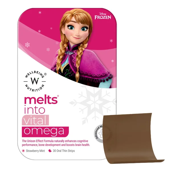 Wellbeing Nutrition Melts Into Vital Omega Frozen Strawberry Mint Flavour, 30 Strips, Pack of 1