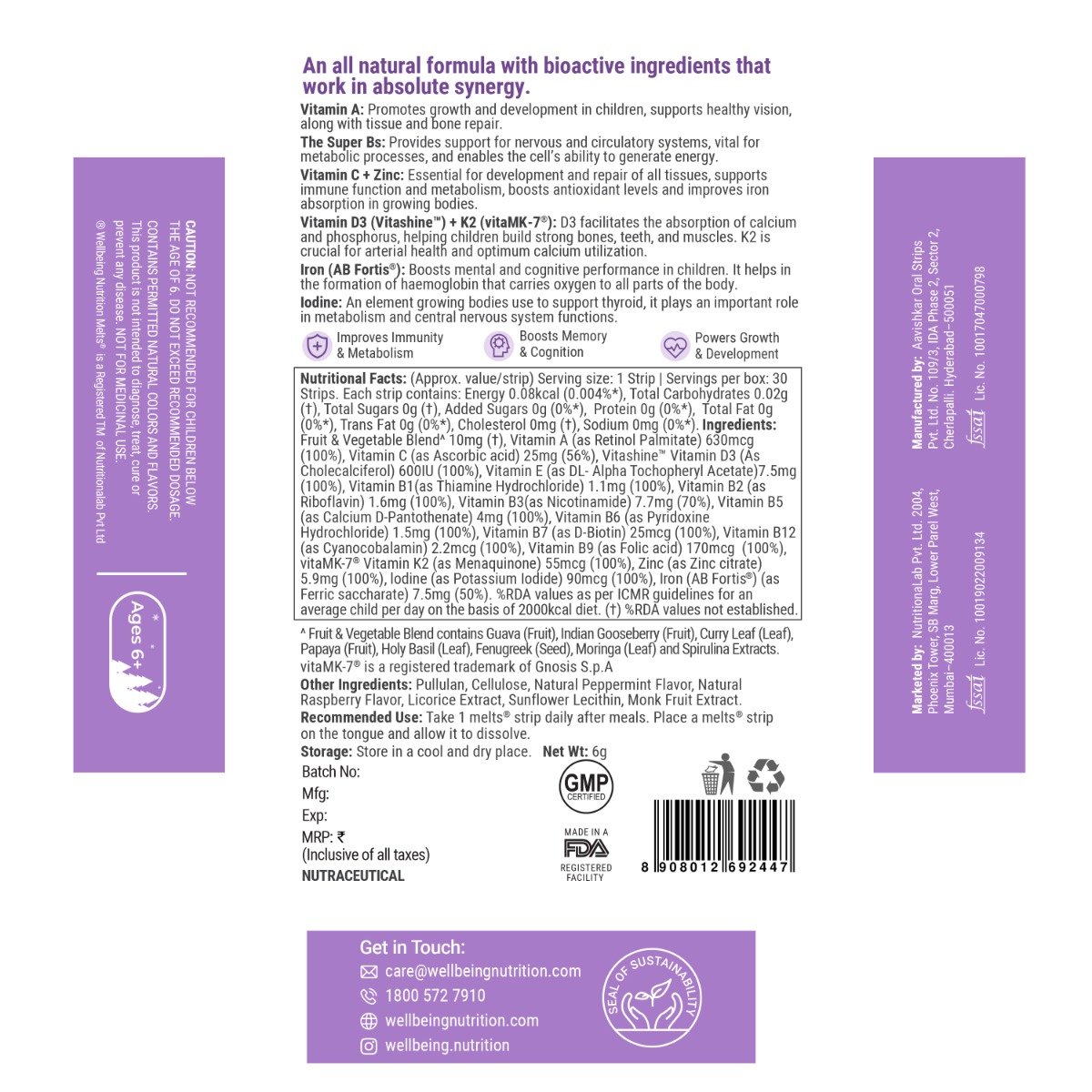 Wellbeing Nutrition Melts Into Multivitamins Frozen Tropical Berry Flavour, 30 Strips, Pack of 1 Wellbeing Nutrition Melts Into Multivitamins Frozen Tropical Berry Flavour, 30 Strips, Pack of 1