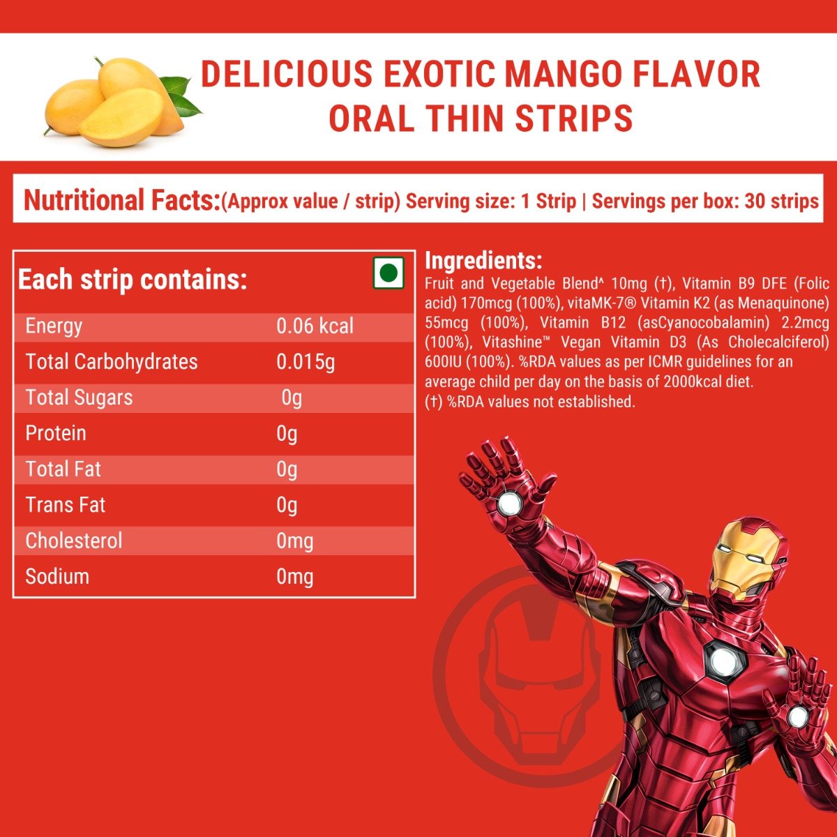 Wellbeing Nutrition Melts Into Natural B12 + D3 Marvel Mango Flavour, 30 Strips, Pack of 1 Wellbeing Nutrition Melts Into Natural B12 + D3 Marvel Mango Flavour, 30 Strips, Pack of 1