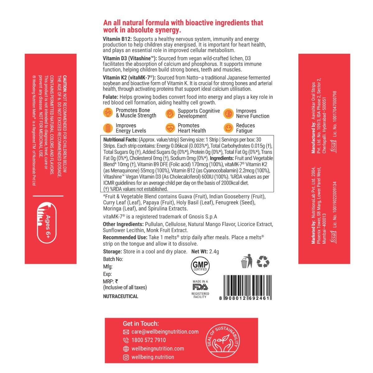 Wellbeing Nutrition Melts Into Natural B12 + D3 Marvel Mango Flavour, 30 Strips, Pack of 1 Wellbeing Nutrition Melts Into Natural B12 + D3 Marvel Mango Flavour, 30 Strips, Pack of 1