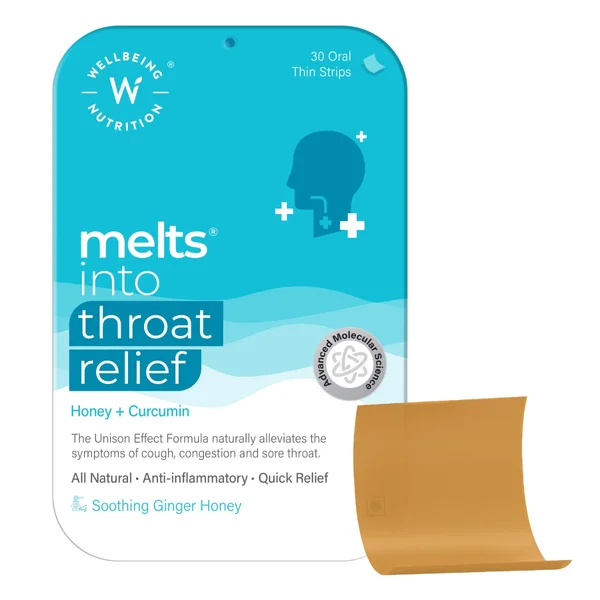 Wellbeing Nutrition Melts Throat Relief Tulsi-Ginger Honey Flavour, 30 Strips