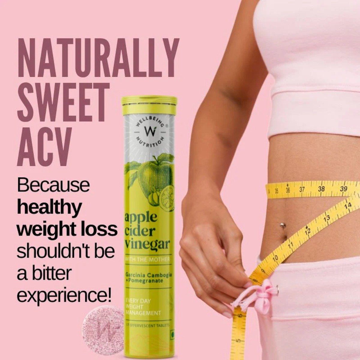 Wellbeing Nutrition Apple Cider Vinegar with The Mother, 17 Effervescent Tablets, Pack of 1 Wellbeing Nutrition Apple Cider Vinegar with The Mother, 17 Effervescent Tablets, Pack of 1