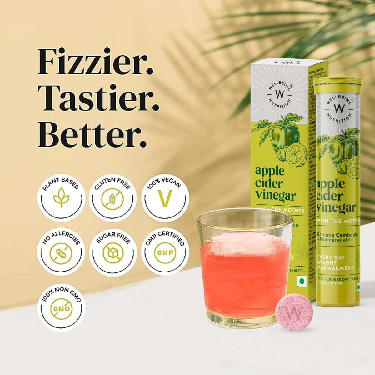 Wellbeing Nutrition Apple Cider Vinegar with The Mother, 17 Effervescent Tablets, Pack of 1 Wellbeing Nutrition Apple Cider Vinegar with The Mother, 17 Effervescent Tablets, Pack of 1