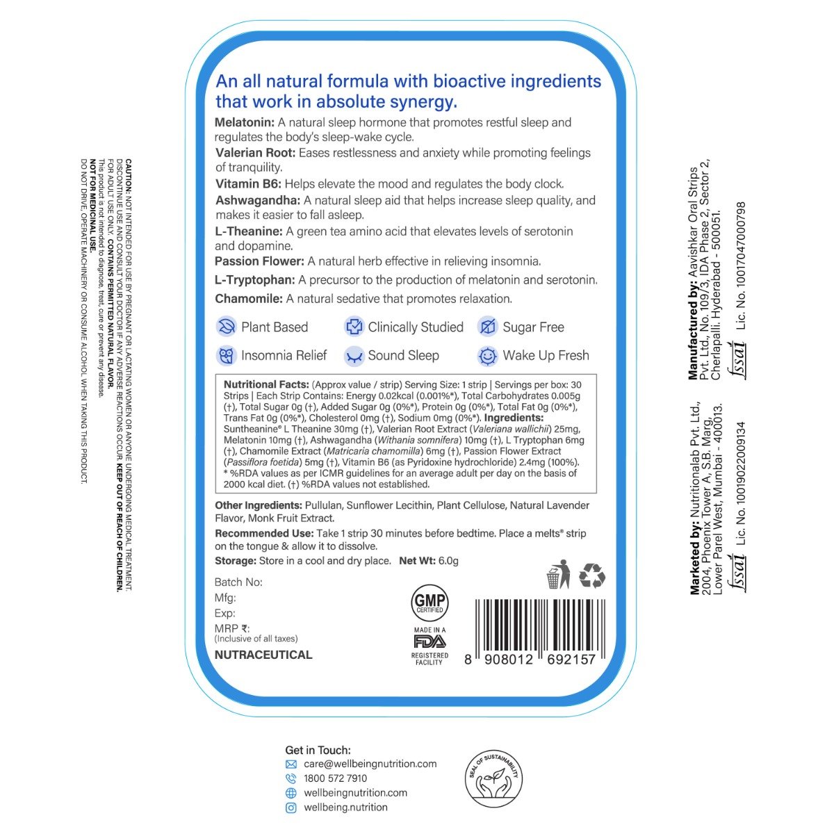 Wellbeing Nutrition Melts Restful Sleep Melatonin Lavender Flavour, 30 Strips, Pack of 1 Wellbeing Nutrition Melts Restful Sleep Melatonin Lavender Flavour, 30 Strips, Pack of 1