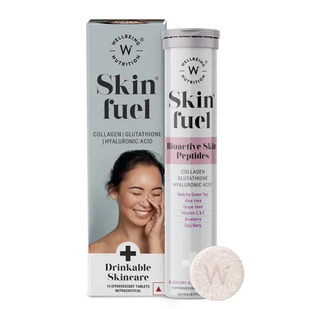 Wellbeing Nutrition Skin Fuel Blueberry & Mint Flavour, 15 Effervescent Tablets