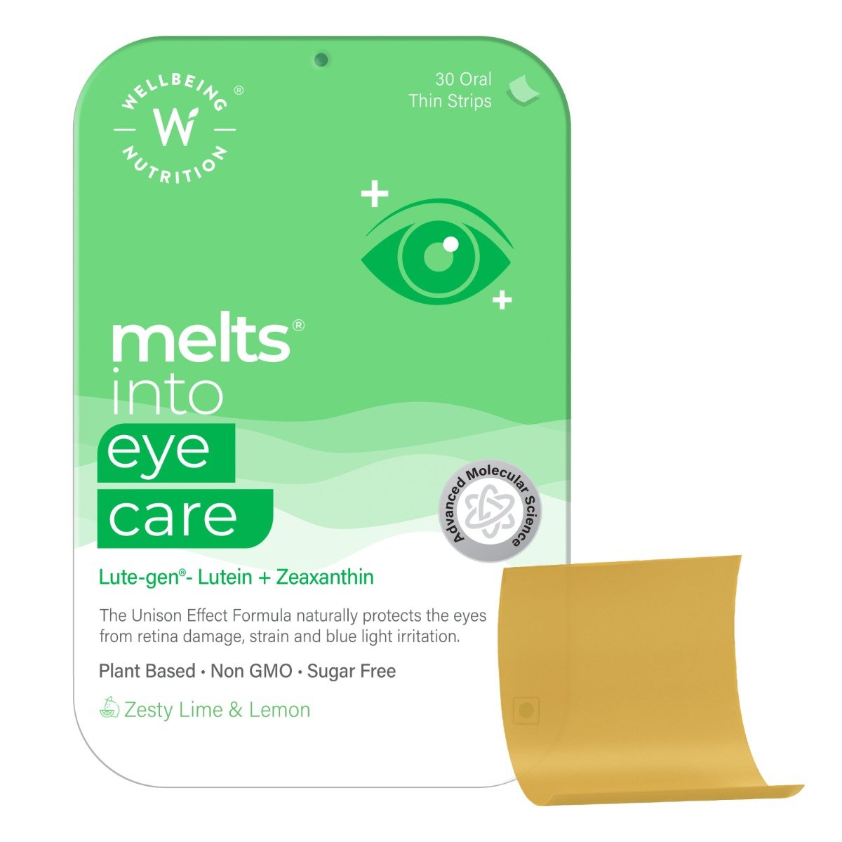 Wellbeing Nutrition Melts Eye Care Lutein 10mg Lemon Flavour, 30 Oral Strips, Pack of 1 Wellbeing Nutrition Melts Eye Care Lutein 10mg Lemon Flavour, 30 Oral Strips, Pack of 1