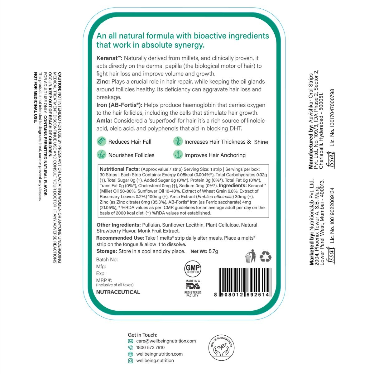 Wellbeing Nutrition Melts Hairfall Control Biotin Strawberry Flavour, 30 Strips, Pack of 1 Wellbeing Nutrition Melts Hairfall Control Biotin Strawberry Flavour, 30 Strips, Pack of 1