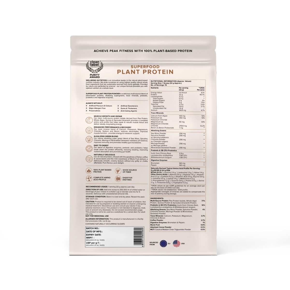 Wellbeing Nutrition Plant Protein Italian Cafe Mocha Flavour Powder, 500 gm, Pack of 1 Wellbeing Nutrition Plant Protein Italian Cafe Mocha Flavour Powder, 500 gm, Pack of 1