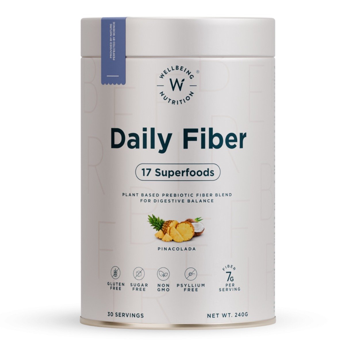 Wellbeing Nutrition Daily Fiber 17 Superfoods Pinacolada Flavour Powder, 240 gm, Pack of 1 Wellbeing Nutrition Daily Fiber 17 Superfoods Pinacolada Flavour Powder, 240 gm, Pack of 1