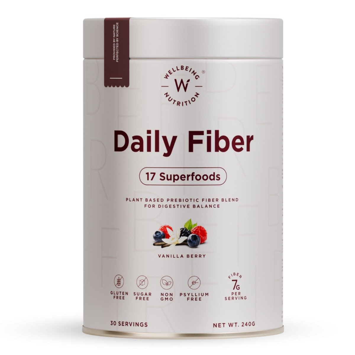 Wellbeing Nutrition Daily Fiber 17 Superfoods Vanilla Berry Flavour Powder, 240 gm, Pack of 1 Wellbeing Nutrition Daily Fiber 17 Superfoods Vanilla Berry Flavour Powder, 240 gm, Pack of 1