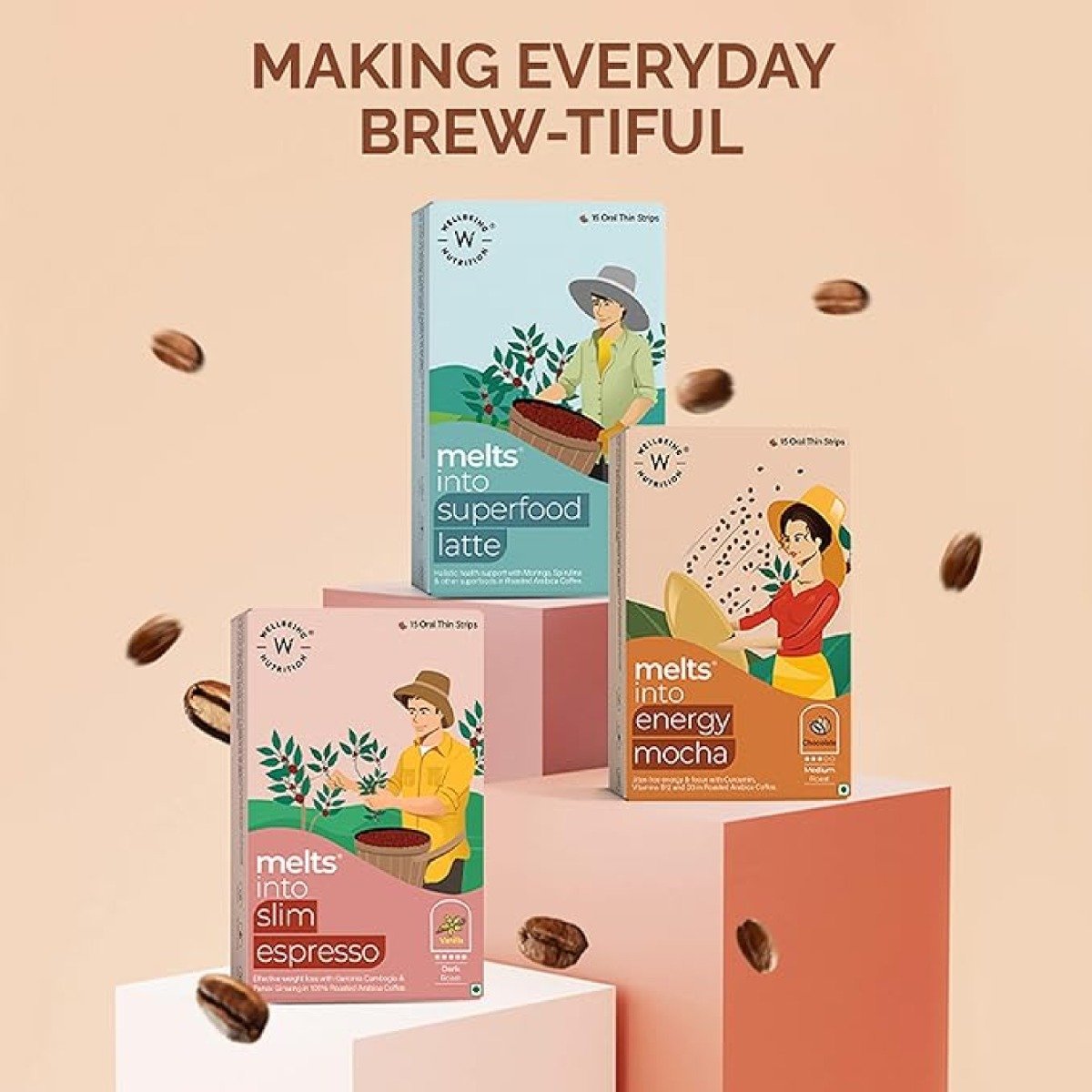 Wellbeing Nutrition Melts Energy Mocha Curcumin Chocolate Flavour, 15 Strips, Pack of 1 Wellbeing Nutrition Melts Energy Mocha Curcumin Chocolate Flavour, 15 Strips, Pack of 1