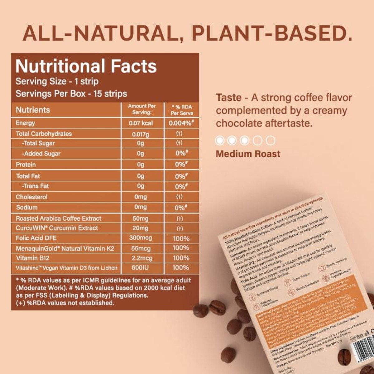 Wellbeing Nutrition Melts Energy Mocha Curcumin Chocolate Flavour, 15 Strips, Pack of 1 Wellbeing Nutrition Melts Energy Mocha Curcumin Chocolate Flavour, 15 Strips, Pack of 1