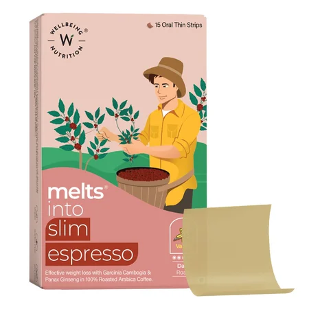 Wellbeing Nutrition Melts Slim Espresso Green Coffee Vanilla Flavour, 15 Strips