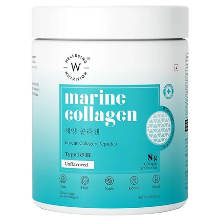 Wellbeing Nutrition Marine Collagen Unflavored Powder, 200 gm