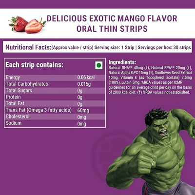 Wellbeing Nutrition Melts Into Marvel Mighty Omega Strawberry Mint, 30 Strips, Pack of 1