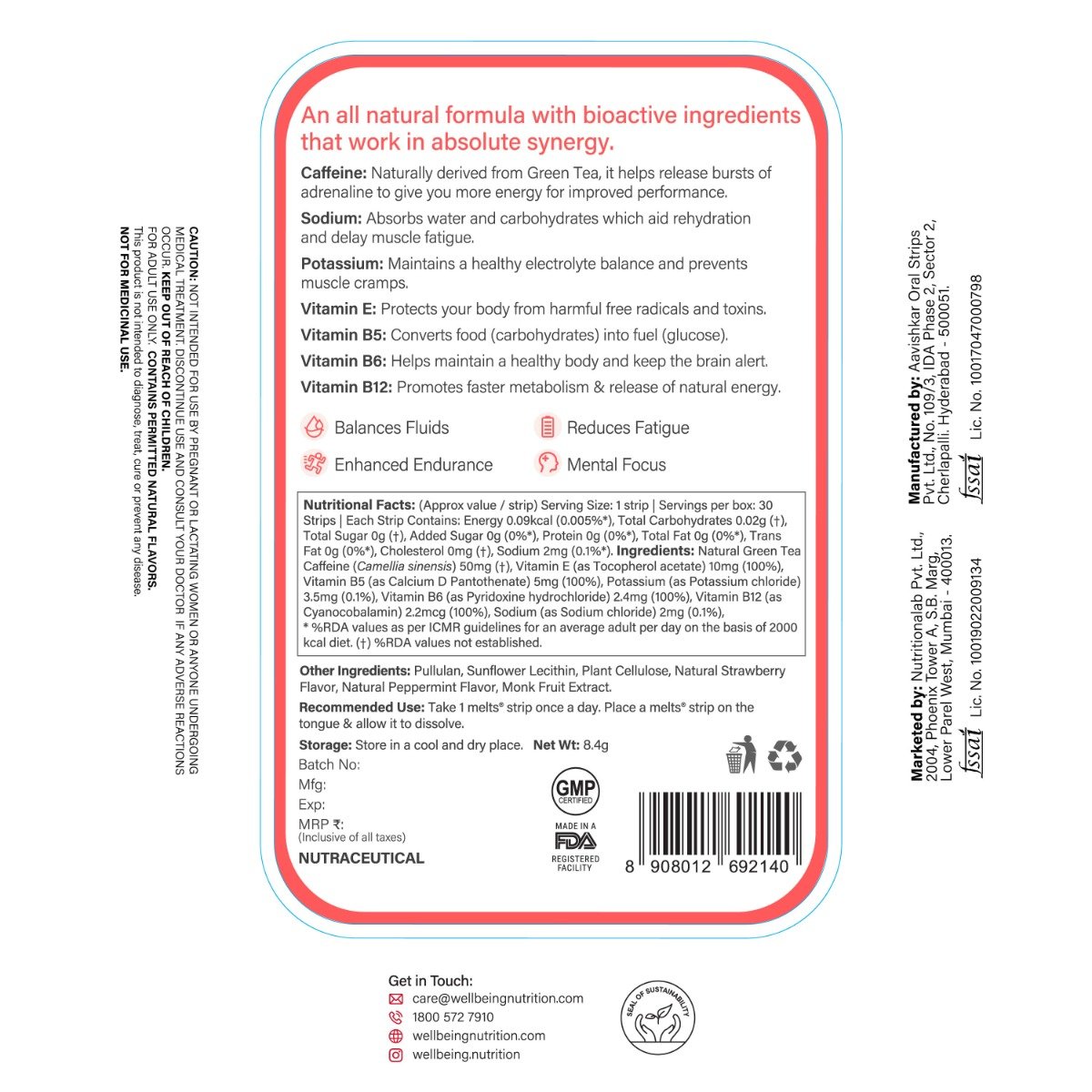 Wellbeing Nutrition Melts Instant Energy Natural Caffeine, 30 Strips, Pack of 1 Wellbeing Nutrition Melts Instant Energy Natural Caffeine, 30 Strips, Pack of 1