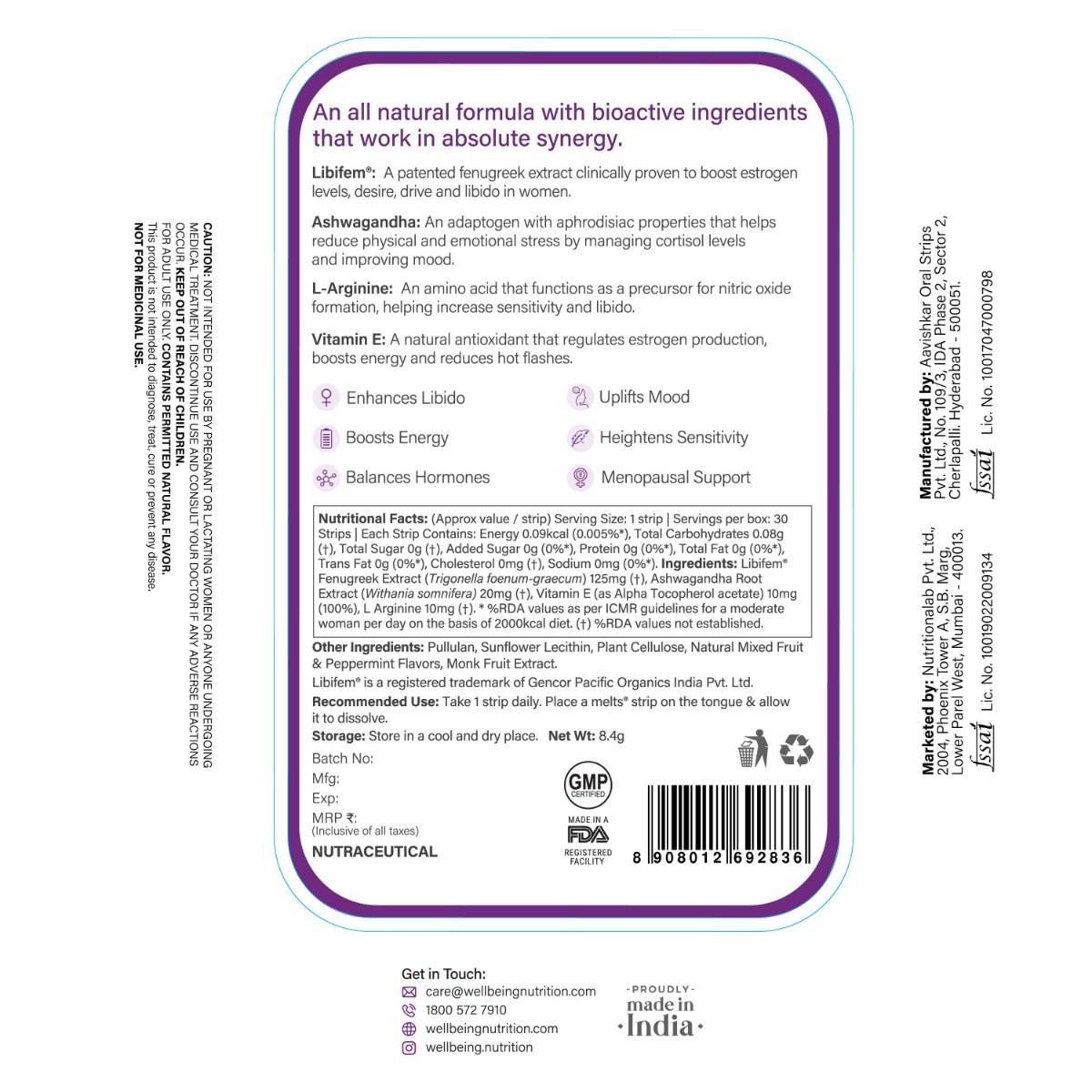 Wellbeing Nutrition Melts Her Desire Peppermint Flavour, 30 Strips, Pack of 1 Wellbeing Nutrition Melts Her Desire Peppermint Flavour, 30 Strips, Pack of 1