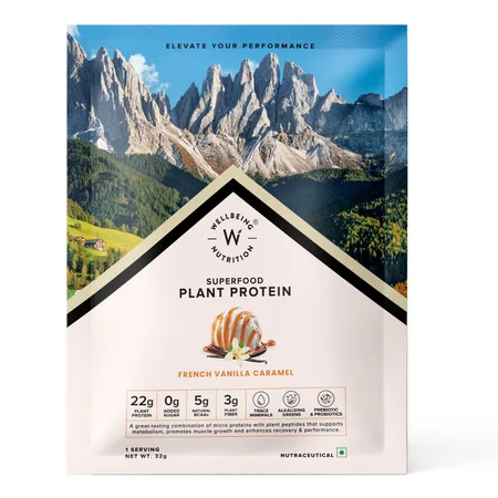 Wellbeing Nutrition Superfood Plant Protein Isolate French Vanilla Flavour Powder, 32 gm
