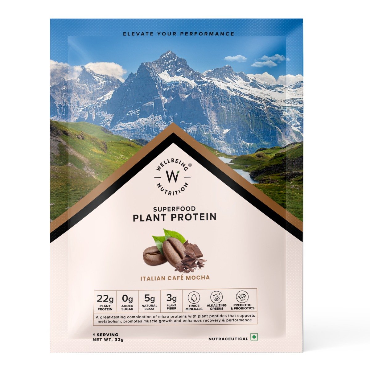 Wellbeing Nutrition Superfood Plant Protein Isolate Italian Cafe Mocha Flavour Powder, 32 gm, Pack of 1 Wellbeing Nutrition Superfood Plant Protein Isolate Italian Cafe Mocha Flavour Powder, 32 gm, Pack of 1