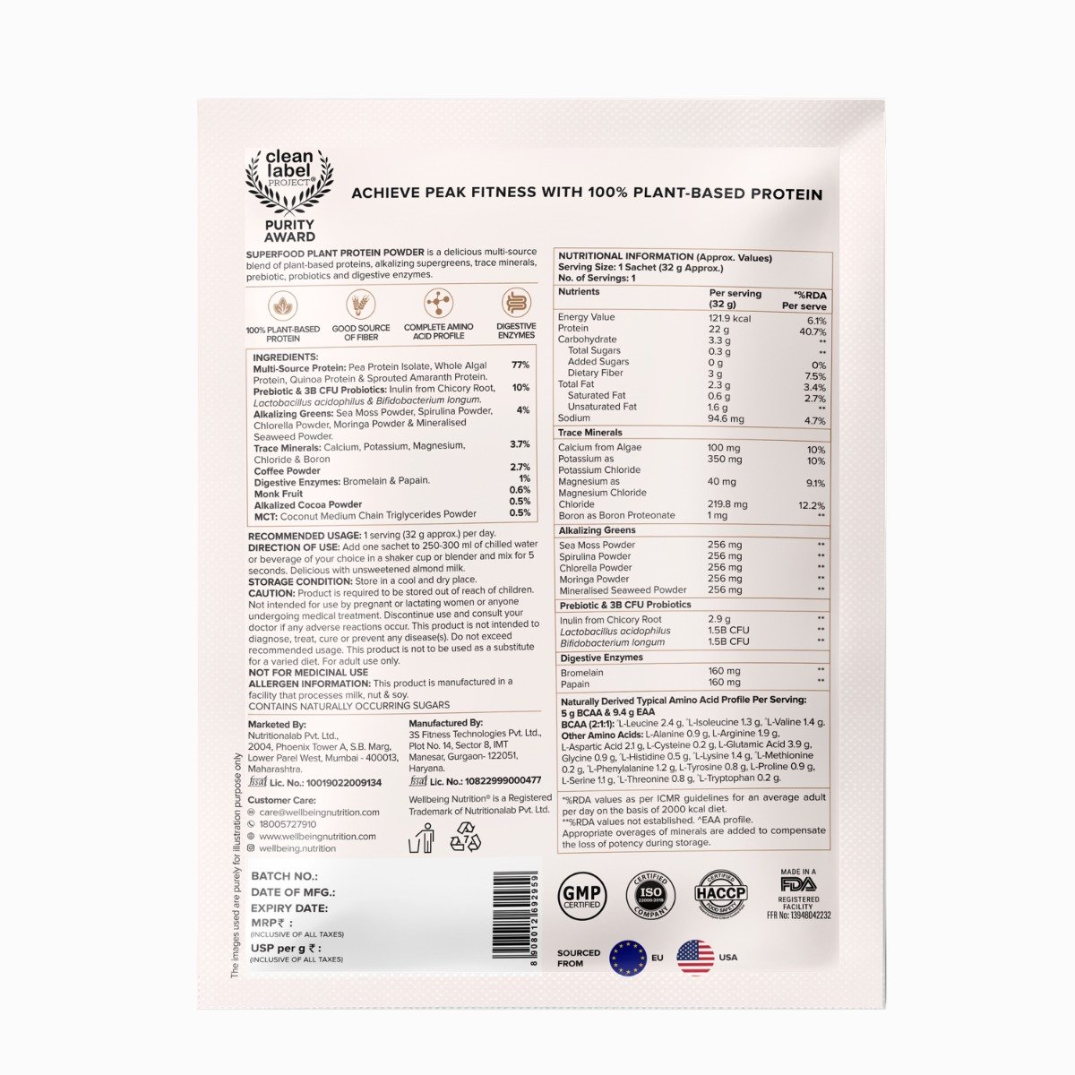 Wellbeing Nutrition Superfood Plant Protein Isolate Italian Cafe Mocha Flavour Powder, 32 gm, Pack of 1 Wellbeing Nutrition Superfood Plant Protein Isolate Italian Cafe Mocha Flavour Powder, 32 gm, Pack of 1