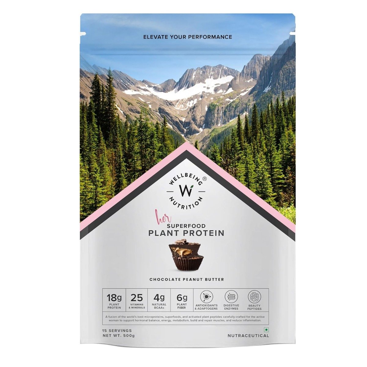Wellbeing Nutrition Her Superfood Plant Protein Chocolate Peanut Butter Flavour Powder, 500 gm, Pack of 1 Wellbeing Nutrition Her Superfood Plant Protein Chocolate Peanut Butter Flavour Powder, 500 gm, Pack of 1
