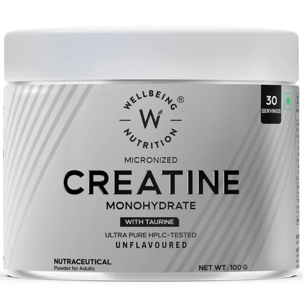 Wellbeing Nutrition Creatine Monohydrate Unflavoured Powder, 100 gm, Pack of 1