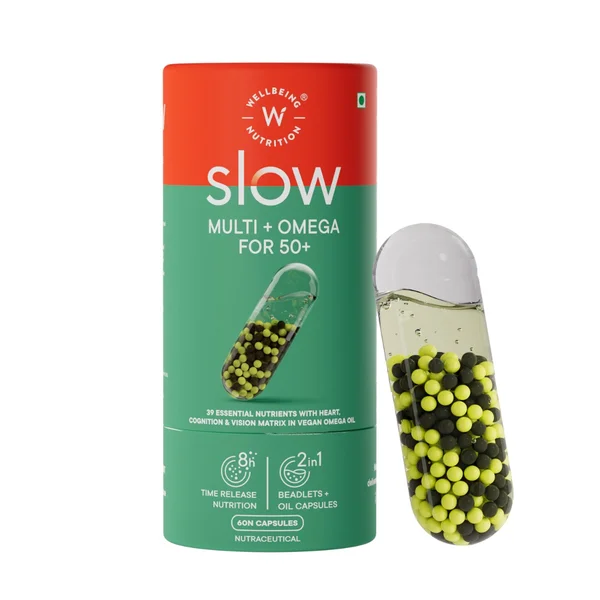 Wellbeing Nutrition Slow Multi + Omega for 50+, 60 Capsules