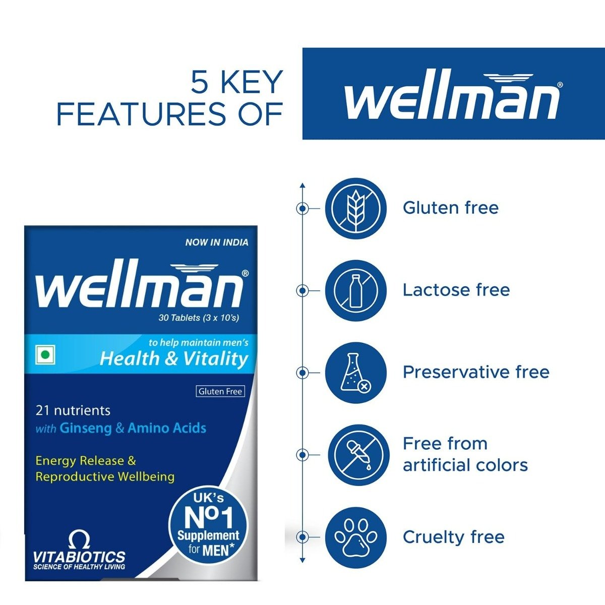 Wellman Health Supplement for Men, 30 Tablets, Pack of 30 Wellman Health Supplement for Men, 30 Tablets, Pack of 30