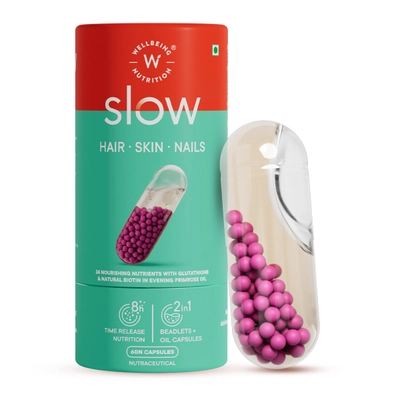 Wellbeing Nutrition Slow Hair &amp; Skin &amp; Nails, 60 Capsules, Pack of 1