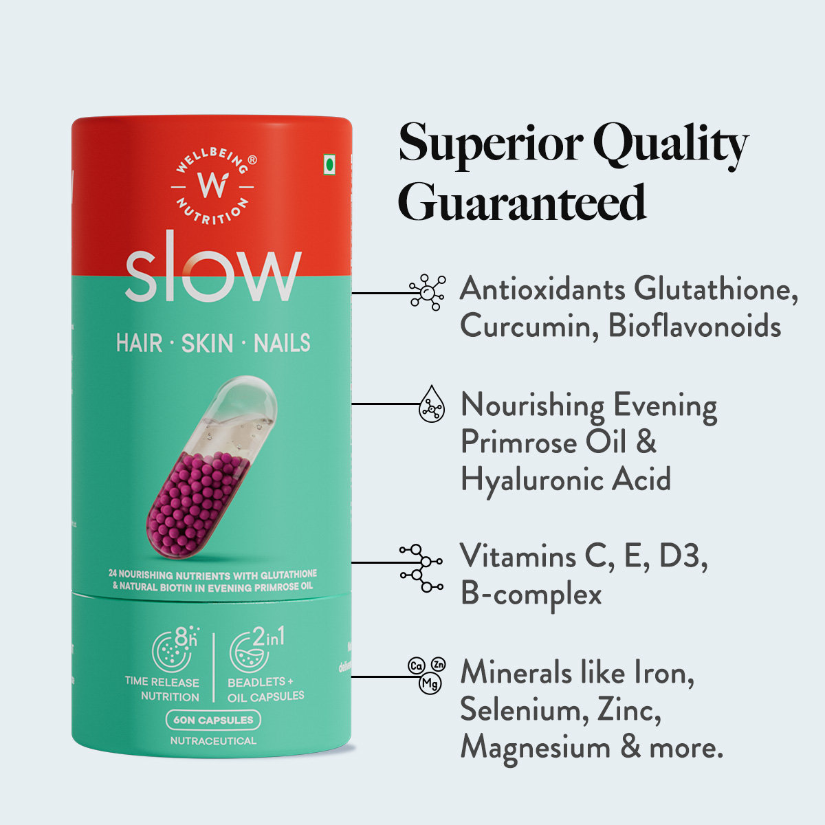 Wellbeing Nutrition Slow Hair & Skin & Nails, 60 Capsules, Pack of 1 Wellbeing Nutrition Slow Hair & Skin & Nails, 60 Capsules, Pack of 1