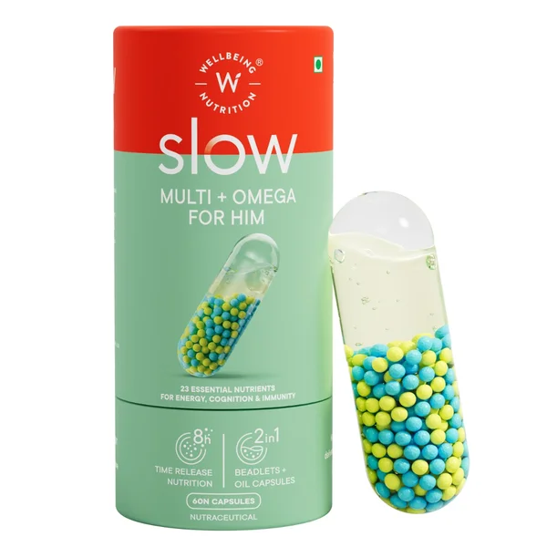 Wellbeing Nutrition Slow Multi + Omega for Him, 60 Capsules, Pack of 1