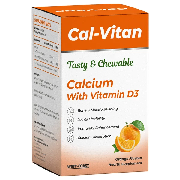 West-Coast Cal-Vitan Orange Flavour Chewable Tablet 30's