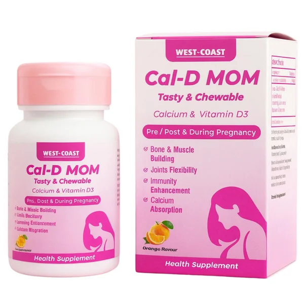 West-Coast Cal-D-Mom Orange Flavor Tablet, 30 Count, Pack of 1