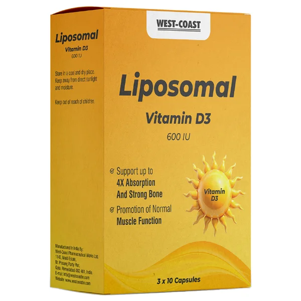 West-Coast 600IU Liposomal Vitamin D3 Tablet, 30 Count, Pack of 1