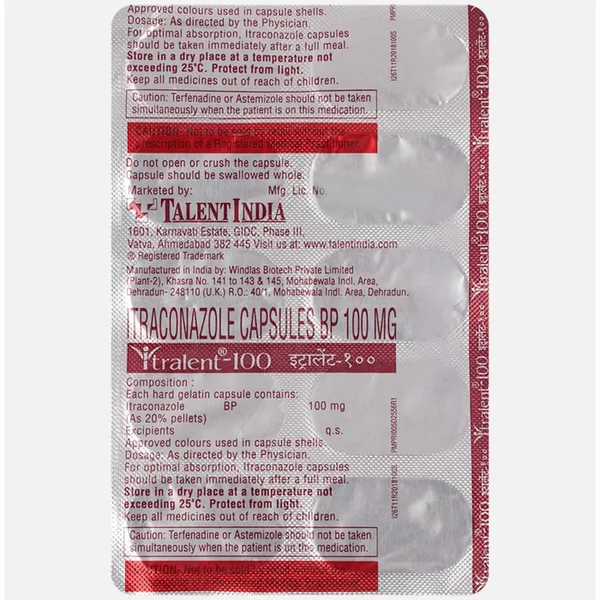 Itralent-100 Capsule 10's, Pack of 10 CapsuleS