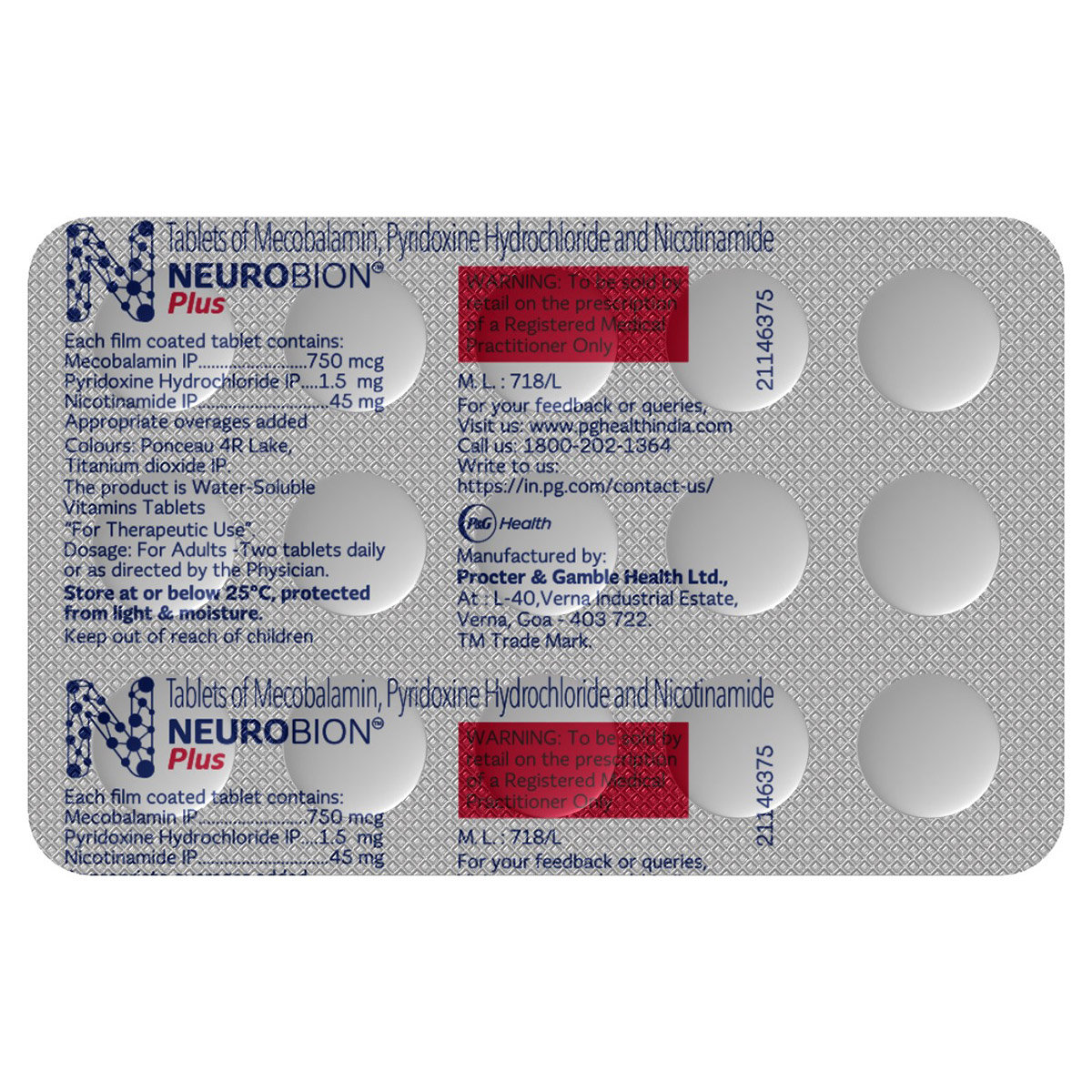 Neurobion Plus Tablet 15's, Pack of 15 TABLETS Neurobion Plus Tablet 15's, Pack of 15 TABLETS