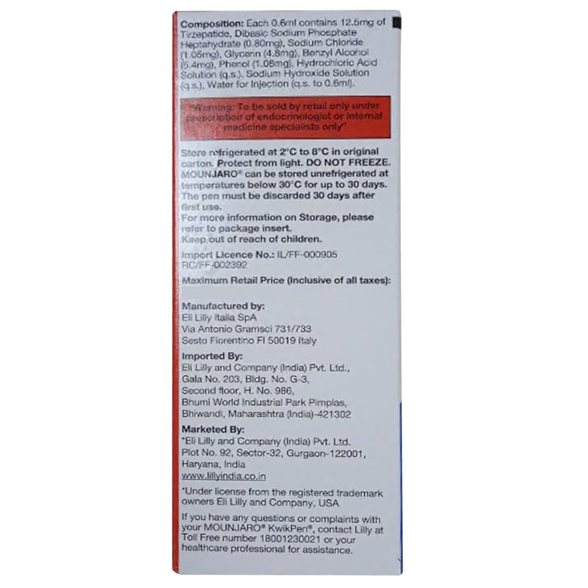 Mounjaro Kwikpen 12.5 mg PFP Injection 0.6 ml, Pack of 1 Mounjaro Kwikpen 12.5 mg PFP Injection 0.6 ml, Pack of 1