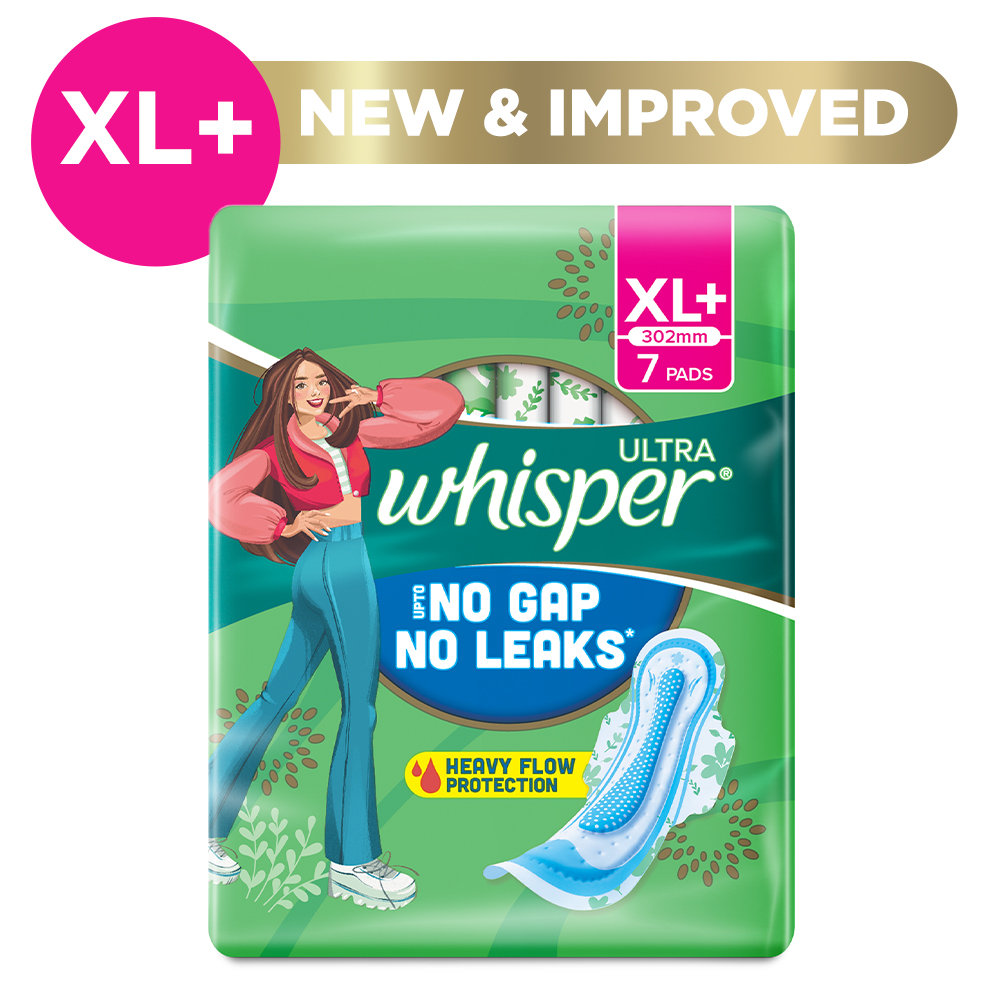Whisper Ultra Upto No Gap No Leaks Sanitary Pads XL+, 7 Count, Pack of 1 Whisper Ultra Upto No Gap No Leaks Sanitary Pads XL+, 7 Count, Pack of 1