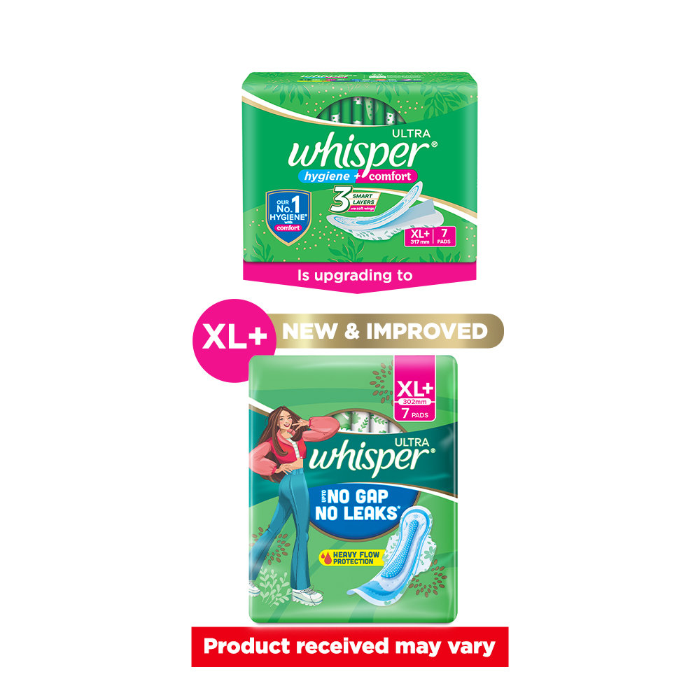Whisper Ultra Upto No Gap No Leaks Sanitary Pads XL+, 7 Count, Pack of 1 Whisper Ultra Upto No Gap No Leaks Sanitary Pads XL+, 7 Count, Pack of 1
