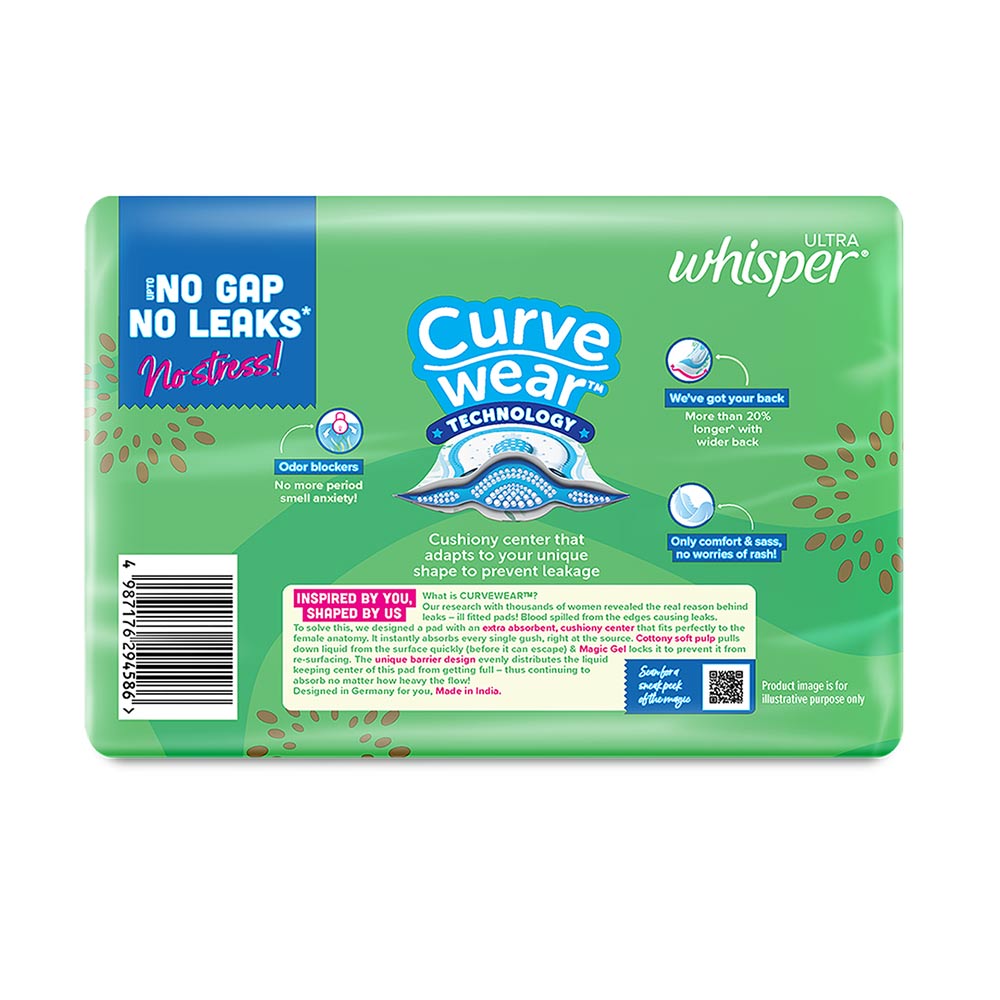 Whisper Ultra Upto No Gap No Leaks Sanitary Pads XL, 30 Count, Pack of 1 Whisper Ultra Upto No Gap No Leaks Sanitary Pads XL, 30 Count, Pack of 1