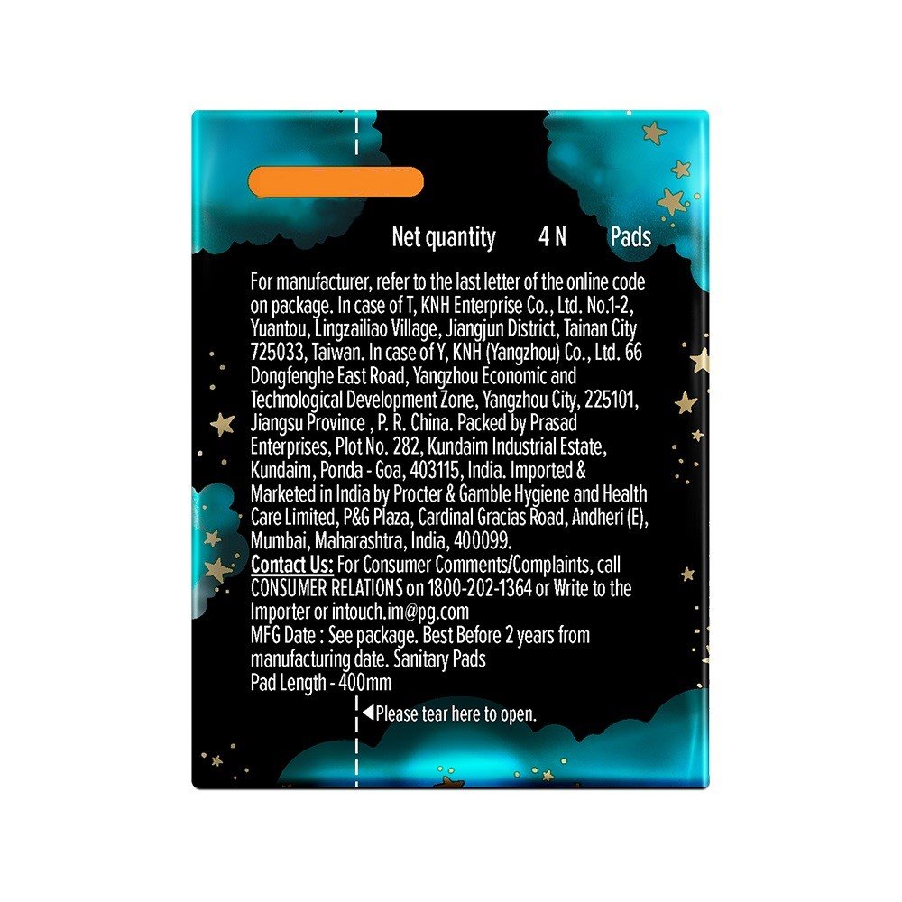 Whisper Bindazzz Nights Sanitary Pads XXXL, 4 Count, Pack of 1 Whisper Bindazzz Nights Sanitary Pads XXXL, 4 Count, Pack of 1