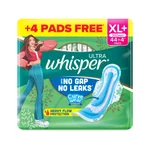 Whisper Ultra Upto No Gap No Leaks Sanitary Pads XL+,  44 Count