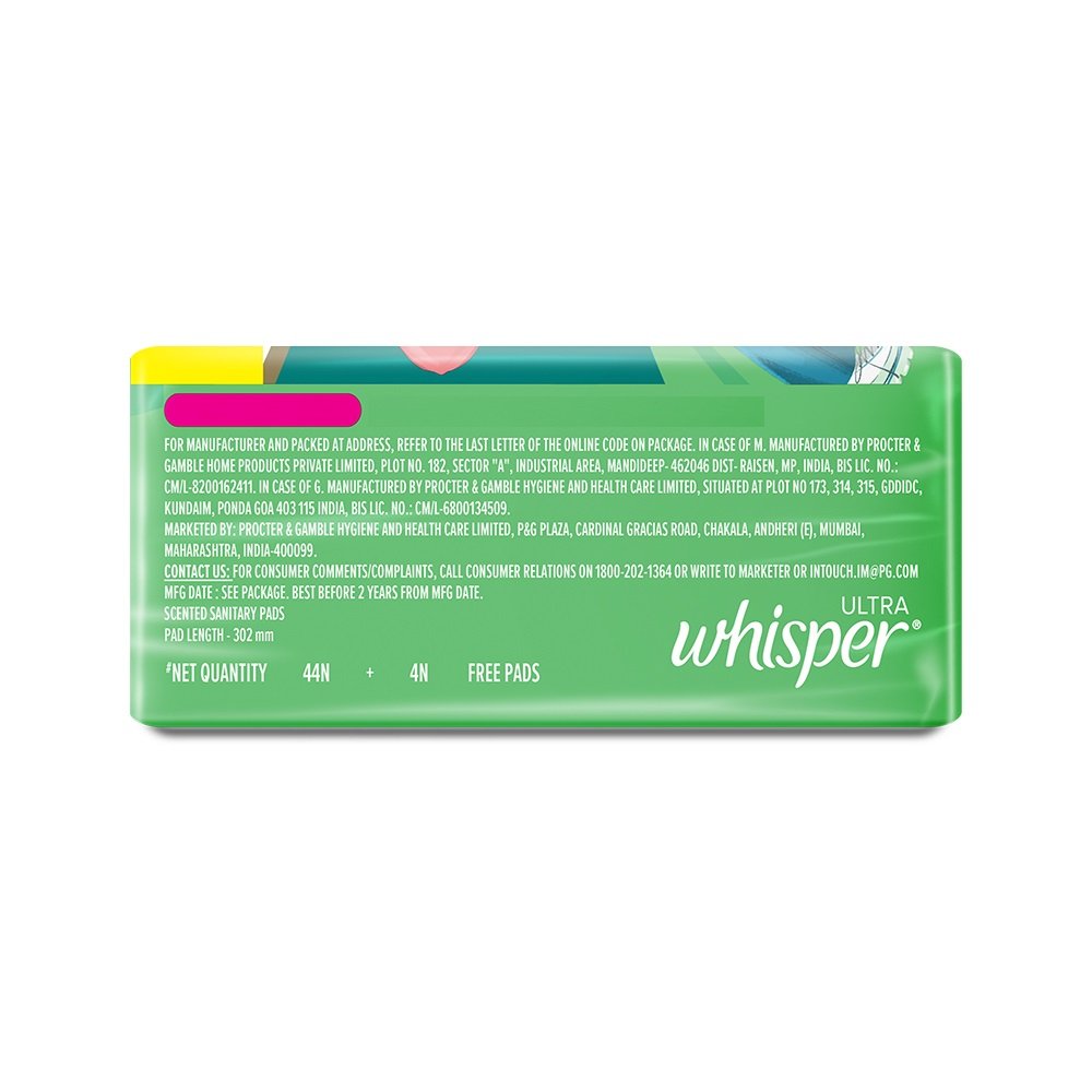 Whisper Ultra Upto No Gap No Leaks Sanitary Pads XL+,  44 Count, Pack of 1 Whisper Ultra Upto No Gap No Leaks Sanitary Pads XL+,  44 Count, Pack of 1