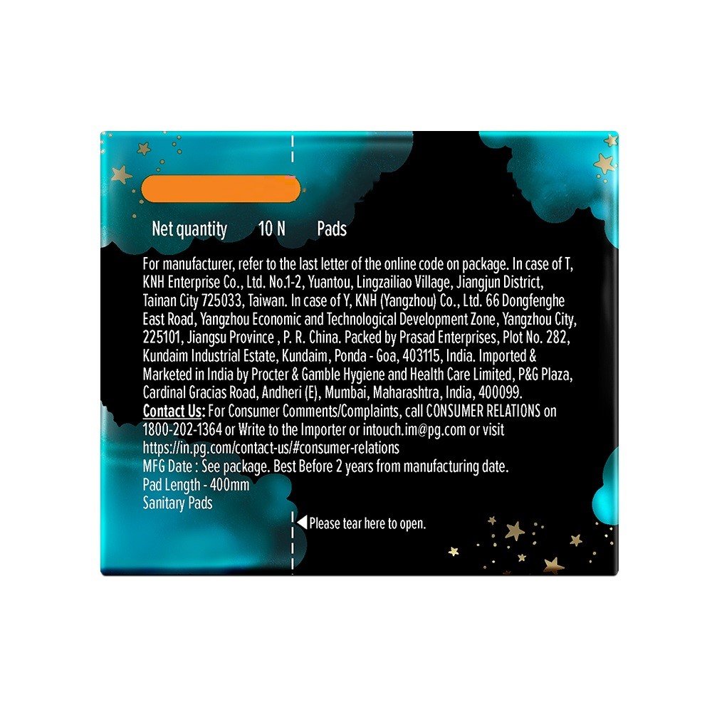 Whisper Bindazzz Nights Sanitary Pads XXXL, 10 Count, Pack of 1 Whisper Bindazzz Nights Sanitary Pads XXXL, 10 Count, Pack of 1